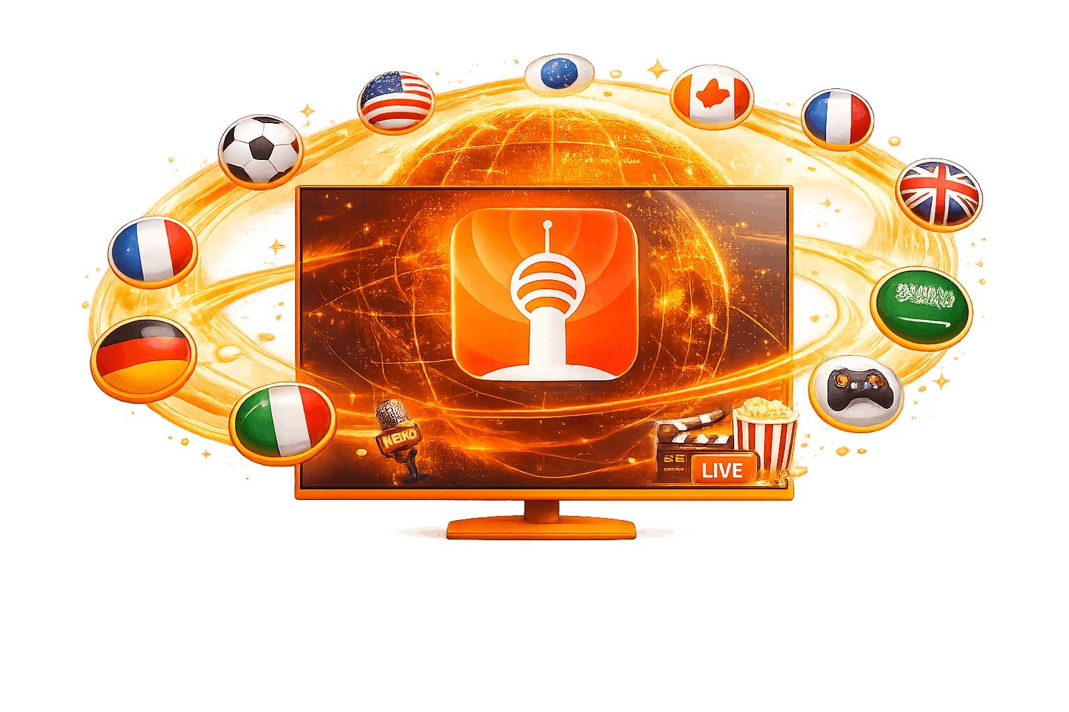 UHF IPTV global channel library with 40,000+ live channels from USA, UK, sports, Arabic and international categories